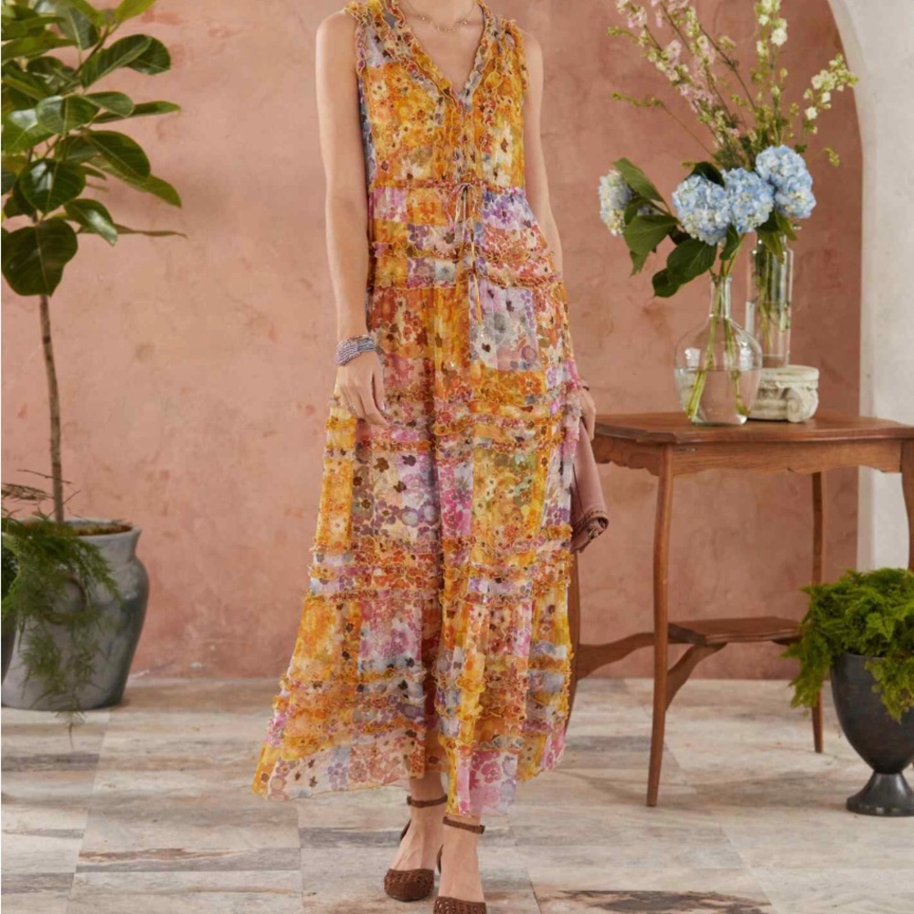 Johnny Was silk “Arista” maxi dress. New with tags.